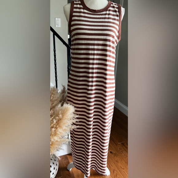 Sanctuary Brown and White Striped Maxi Dress - Picture 1 of 5